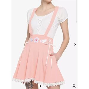 Hot Topic Midnight Hour Sakura Lace Up Suspender Skirt Sz L Lace Trim Feminine